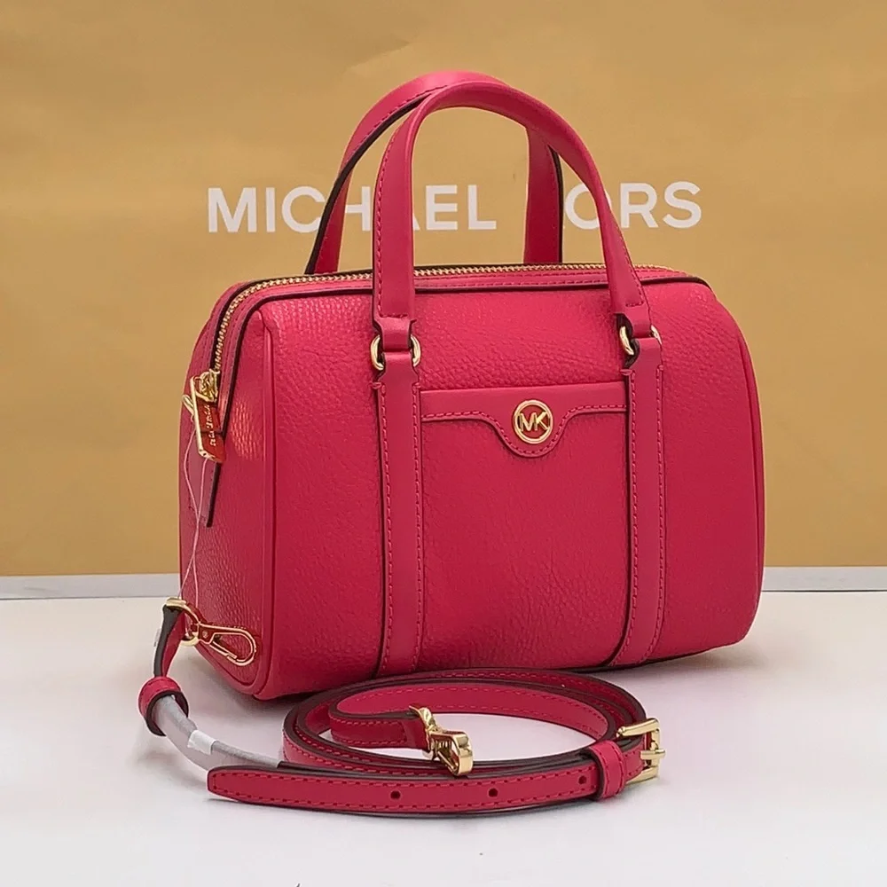 Michael Kors Travel Small Duffle Leather Crossbody Satchel Electric Pink NWT